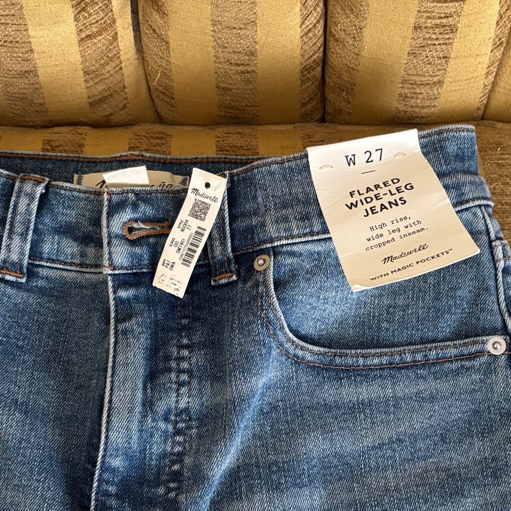 Madewell Flared Wide-Leg Blue Jeans